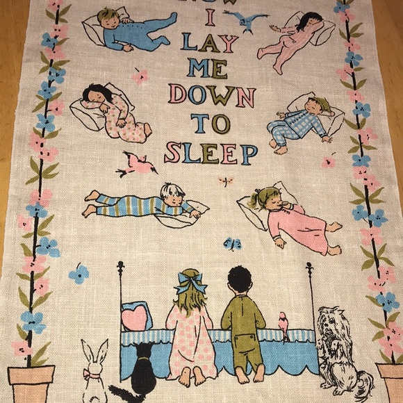 1950 Stevens Linen Bedtime Prayer Banner EUC - Picture 5 of 17